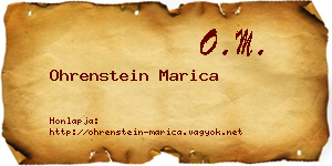 Ohrenstein Marica névjegykártya